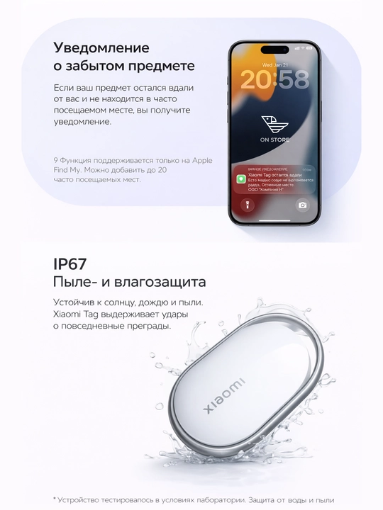Смарт-трекер Xiaomi Smart Tag, Bluetooth, поиск вещей