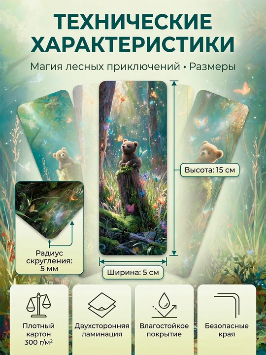 Kitob xatcho‘plari to‘plami 4 dona, laminatsiyalangan, qalin karton