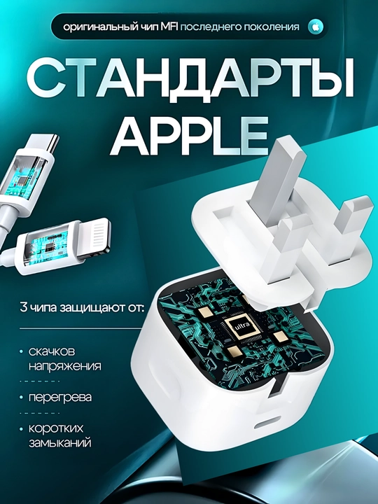 Зарядка для iPhone, быстрая зарядка, 20 Вт, Lightning, переходник в подарок