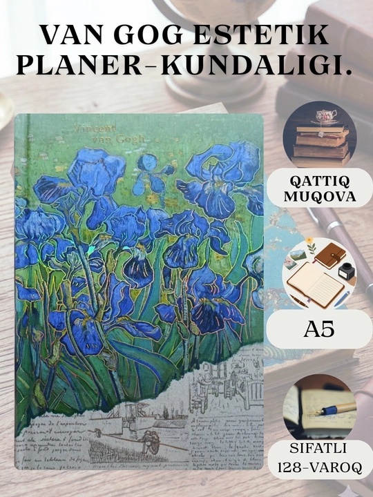 Vincent van Gogh rasmlari bilan bezatilgan estetik bloknot-planer. Nihol - 