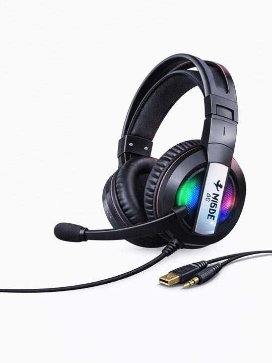 Kompyuter uchun MISDE A8 RGB o‘yin quloqliklari, stereo ovoz, mikrofon, USB va AUX