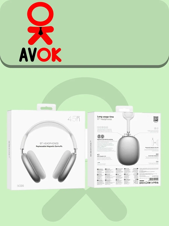 Simsiz to‘liq o‘lchamli Borofone BO35 quloqchinlari, Bluetooth 5.4, 45 soatgacha ishlaydi, AUX
