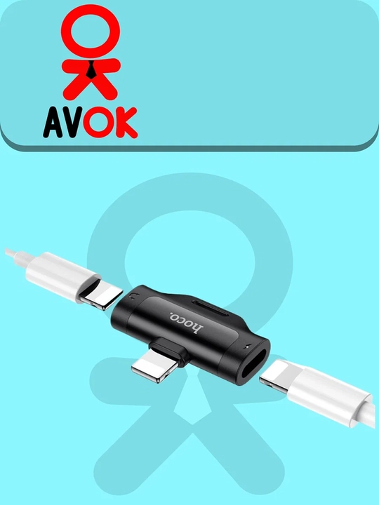 Hoco LS31 adapteri, qo‘sh Lightning, mikrofon va simli boshqaruvli audio konverter