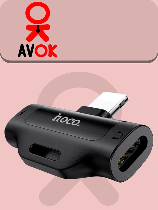 Hoco LS31 adapteri, qo‘sh Lightning, mikrofon va simli boshqaruvli audio konverter