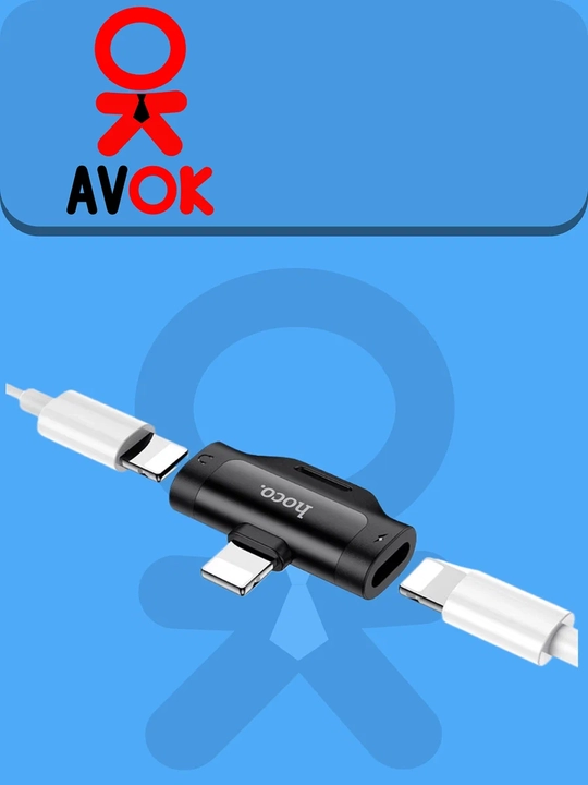Hoco LS31 adapteri, qo‘sh Lightning, mikrofon va simli boshqaruvli audio konverter