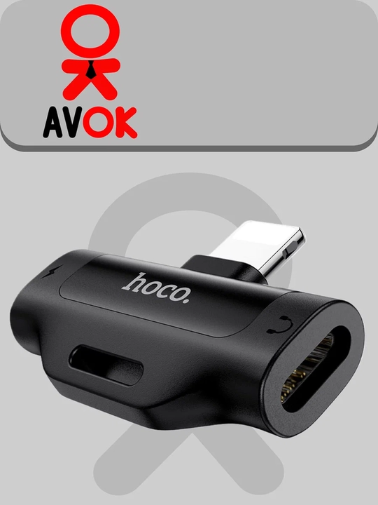 Hoco LS31 adapteri, qo‘sh Lightning, mikrofon va simli boshqaruvli audio konverter