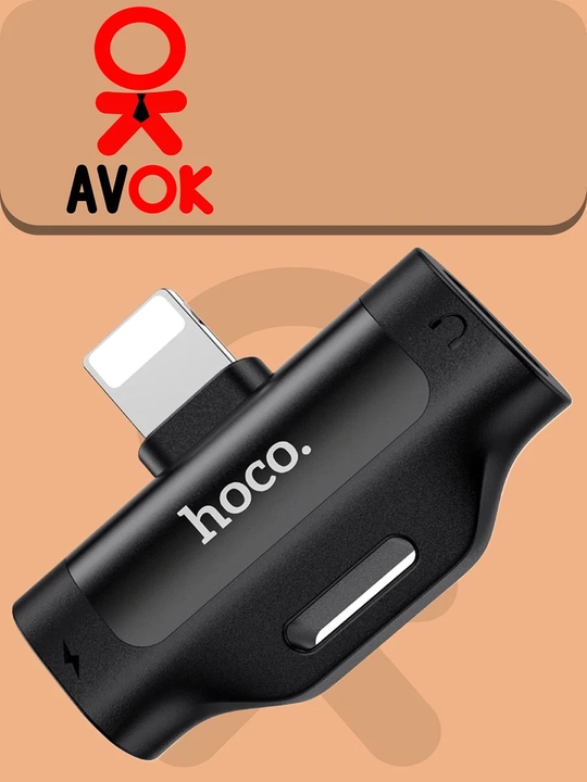 Hoco LS31 adapteri, qo‘sh Lightning, mikrofon va simli boshqaruvli audio konverter