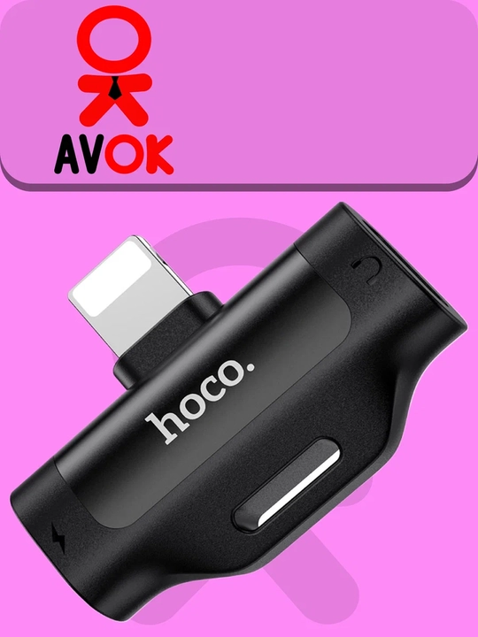 Адаптер Hoco LS31, двойной Lightning, аудио конвертер с микрофоном и проводным управлением - 