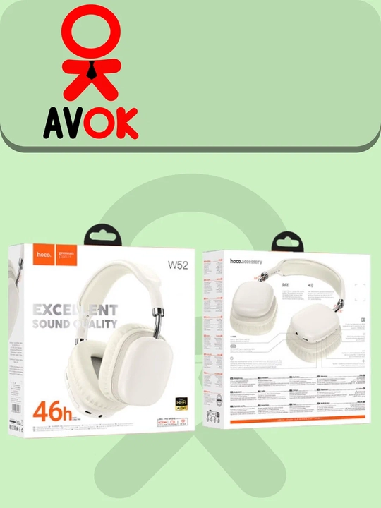 Simsiz va simli Hoco W52 Wonderful quloqchinlari, Bluetooth 5.4, 46 soat ishlash, TF-k