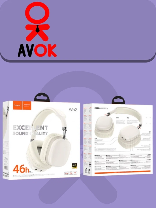 Simsiz va simli Hoco W52 Wonderful quloqchinlari, Bluetooth 5.4, 46 soat ishlash, TF-k