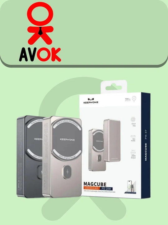 Keephone PB-37 MagCube tashqi batareyasi, 10000 mA·s, MagSafe simsiz quvvatlash