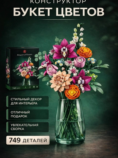 Конструктор Lego Botanical. Конструктор цветов. Лего букет — 2352411-ЛЕГОБОТАНИКБУКЕТРОЗ-ШОКОЛ
