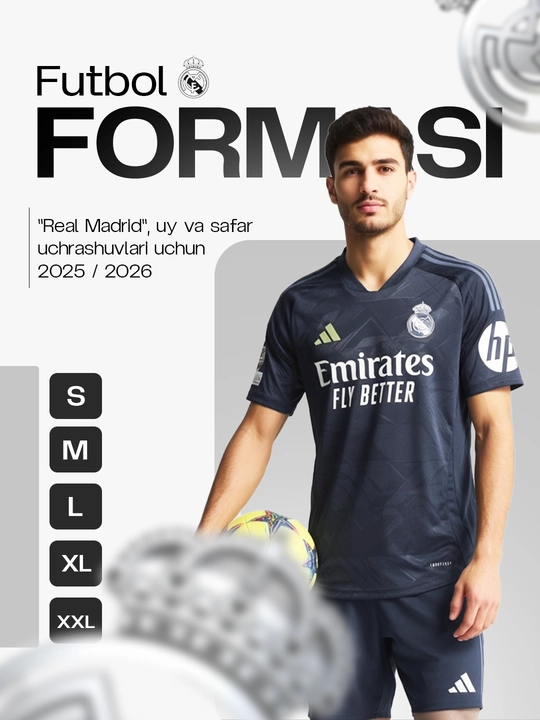 Футбольная форма, Real madrid, Размеры, S, M, L, XL, XXL