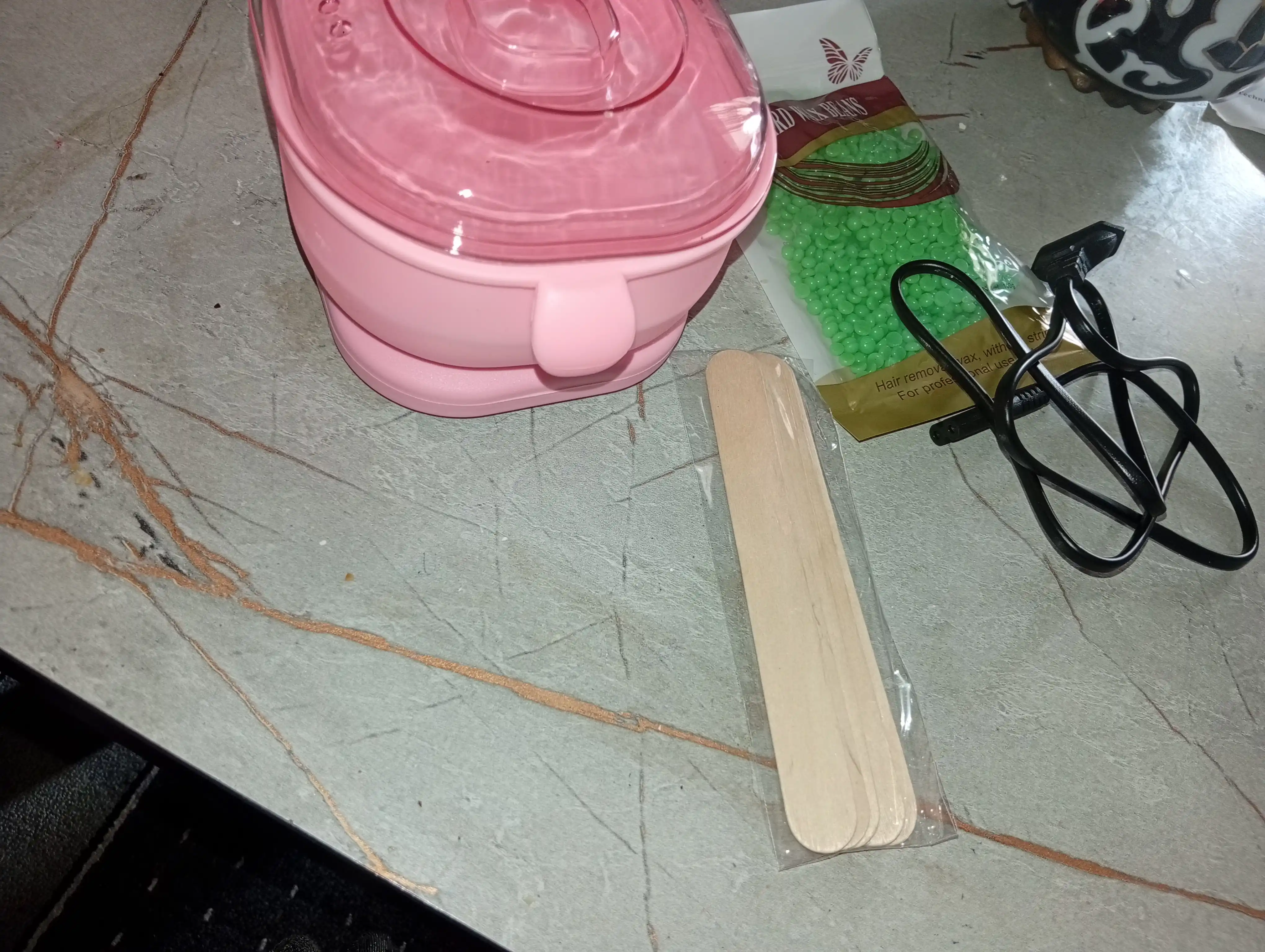 Hабор для депиляции воском, силиконовый воскоплав, воск гранулированный 100 г, шпатели 6 шт
