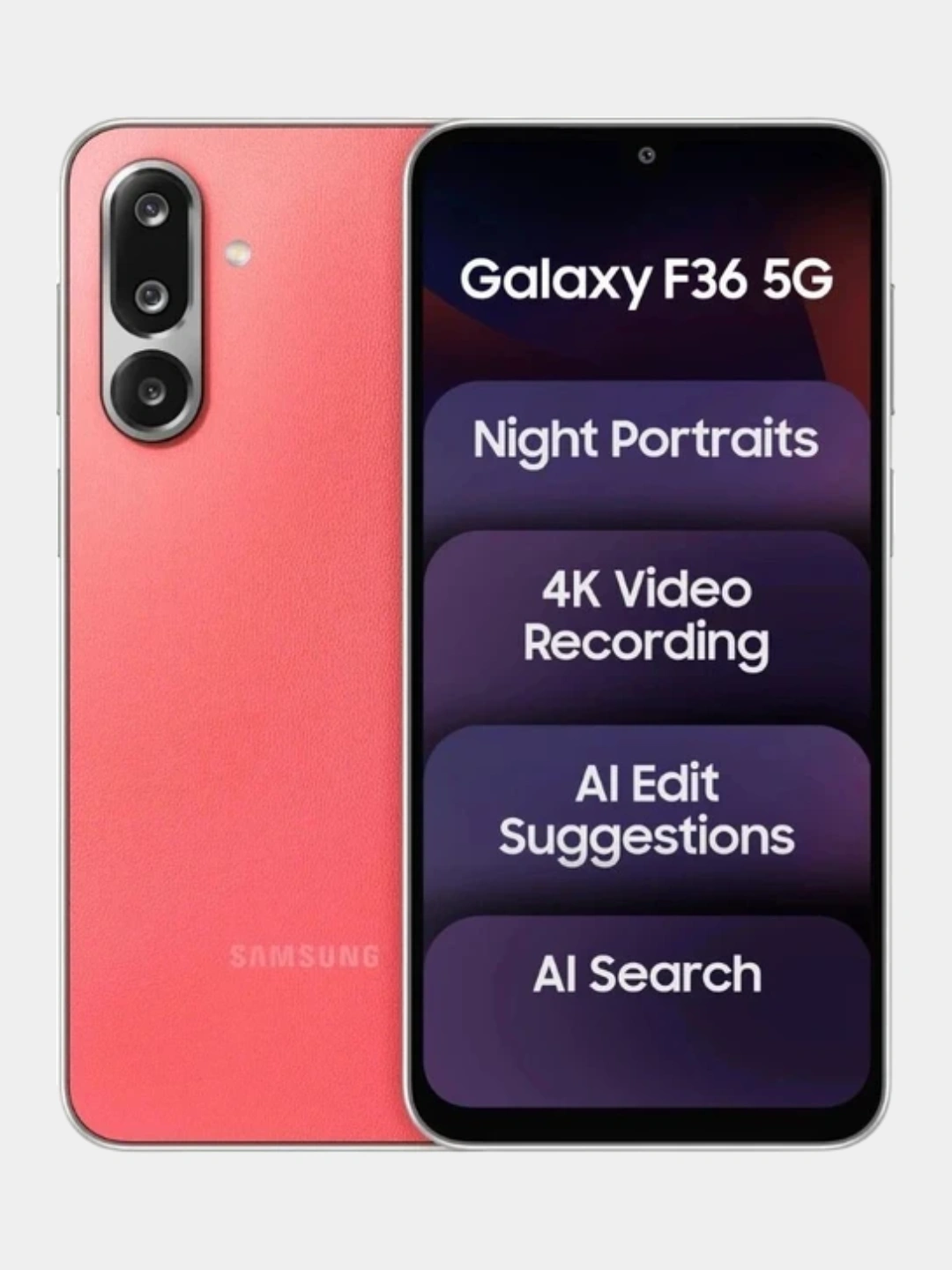 Смартфон Samsung Galaxy F36 5G, бонус Bluetooth-наушники, 50 МП камера с AI, видео 4K за 3019000 сум со скидкой 54%. Uzum Market
