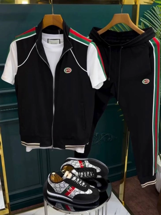 Erkaklar sport kostyumi troyka, Gucci uslubi, futbolka, nimcha, triko, 48-52