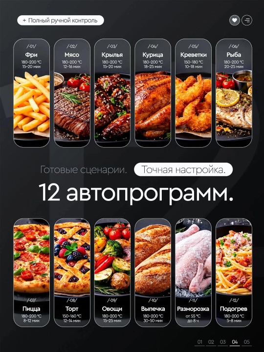 DSP aerogril, 12 tasi 1 da, yog‘siz pishirish uchun frityurnitsa, 8,5 l, 8l, 5l