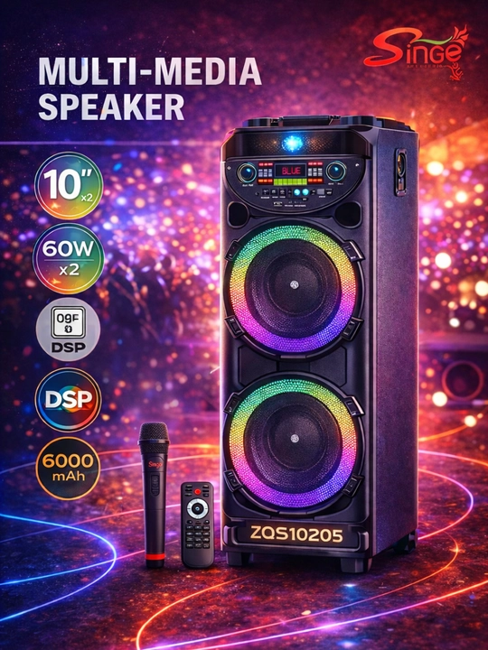 Мощная колонка Singe ZQS10205 Bluetooth 120Вт RGB подсветка микрофон и пульт