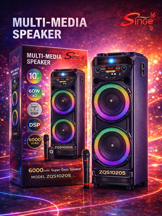 Singe ZQS10205 kuchli Bluetooth karnay 120W RGB chiroq, mikrofon va pult bilan - 