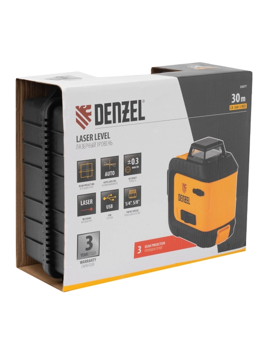 DENZEL LX 360-3 Red lazer darajasi, ko‘p prizmali, 12 nurli, 30 m, 35077