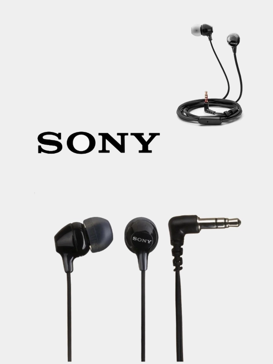 Наушники гарнитура Sony MDR-EX15AP, проводные, внутриканальные, mini jack 3.5' AUX чёрные