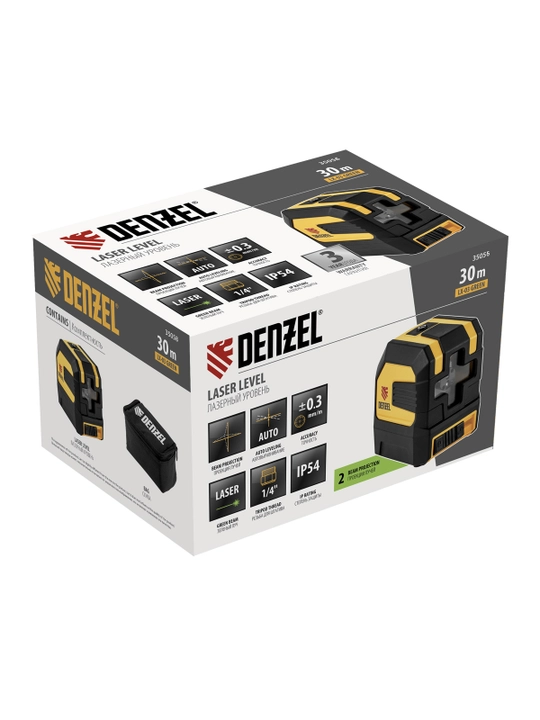 Lazer darajasi DENZEL, LX 02 Red, 2 nur, 20 m, 35056