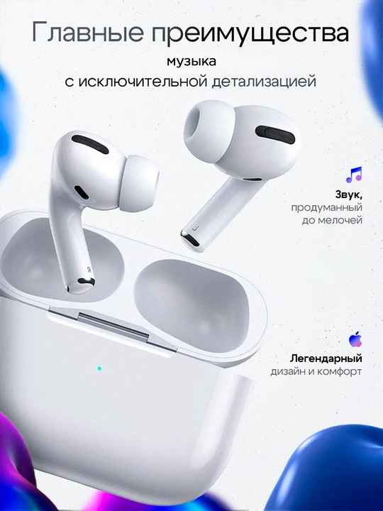 Simsiz naushniklar Pods Pro 2, mikrofon, shovqinga qarshilik va animatsiyali