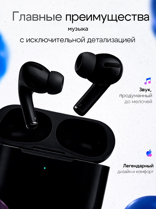 Simsiz naushniklar Pods Pro 2, mikrofon, shovqinga qarshilik va animatsiyali