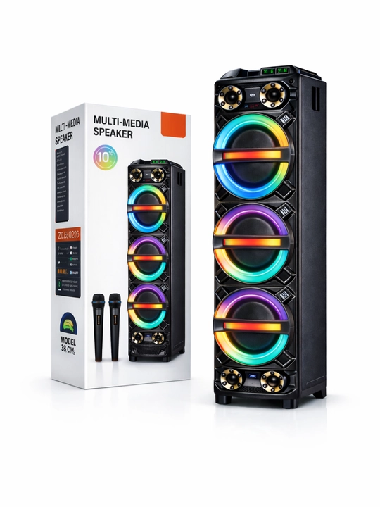 Мощная колонка Singe ZQS20209 Bluetooth 8000W RGB подсветка караоке 2 микрофона