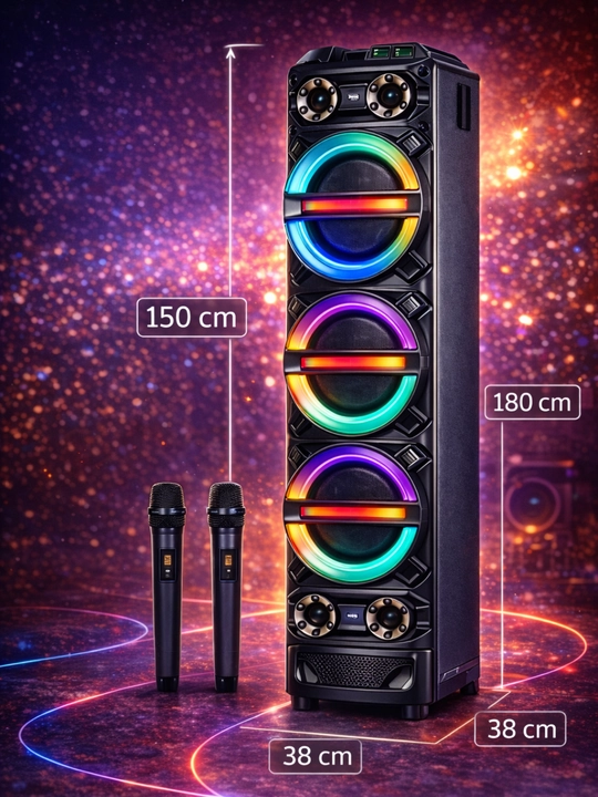 Мощная колонка Singe ZQS20209 Bluetooth 8000W RGB подсветка караоке 2 микрофона