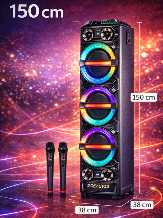 Мощная колонка Singe ZQS20209 Bluetooth 8000W RGB подсветка караоке 2 микрофона