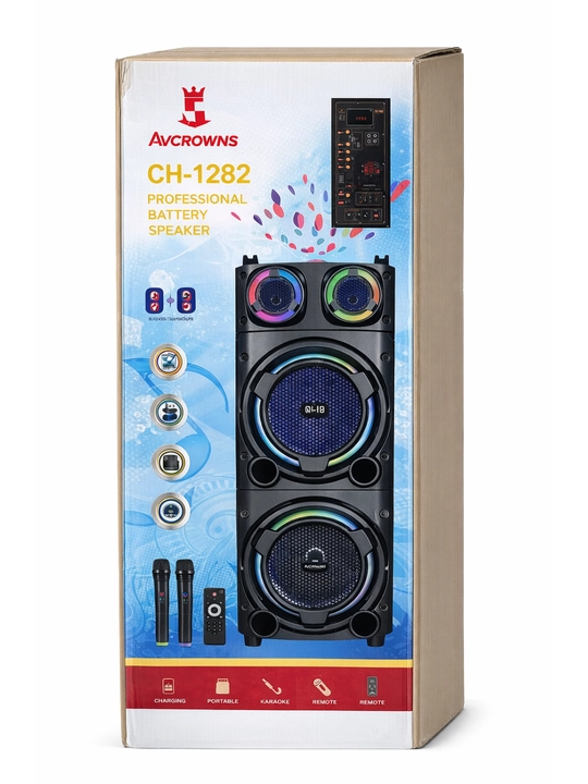Quvvatli Avcrowns CH-1282 Bluetooth RGB karnaychasi, karaoke yoritgichi 2 mikrofon