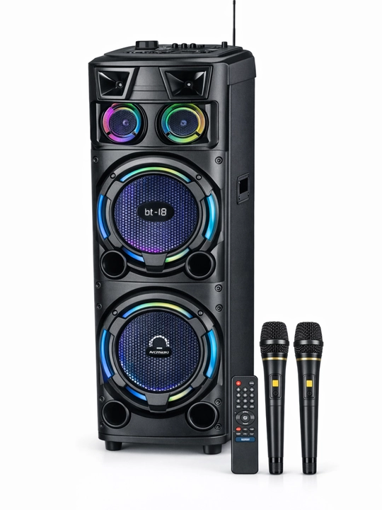 Quvvatli Avcrowns CH-1282 Bluetooth RGB karnaychasi, karaoke yoritgichi 2 mikrofon