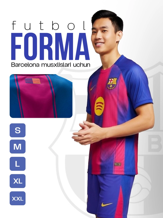 Футбольная форма Barcelona, 2025/26, для мужчин, спортивная форма, S, M, L, XL, XXL