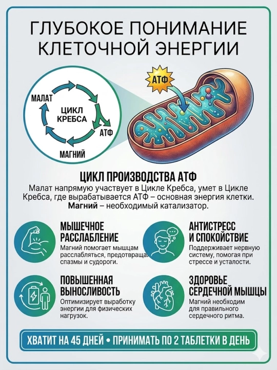 Магний Малат KAL (Magnesium Malate), 400 мг, поддержка энергии, 90 таблеток