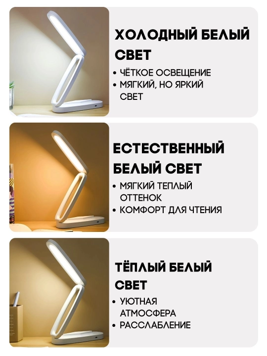 Buklanadigan LED stol chiroqi: USB quvvatli, 3 xil rejim va ko'z himoyasi