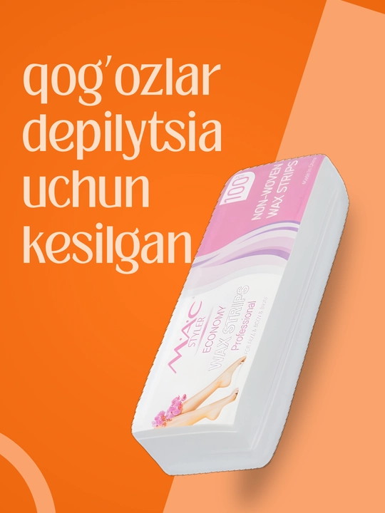 Depilyatsiya uchun qog‘oz tasmalar, 100 dona, mum bilan sochlarni olib tashlash uchun tasmalar - 