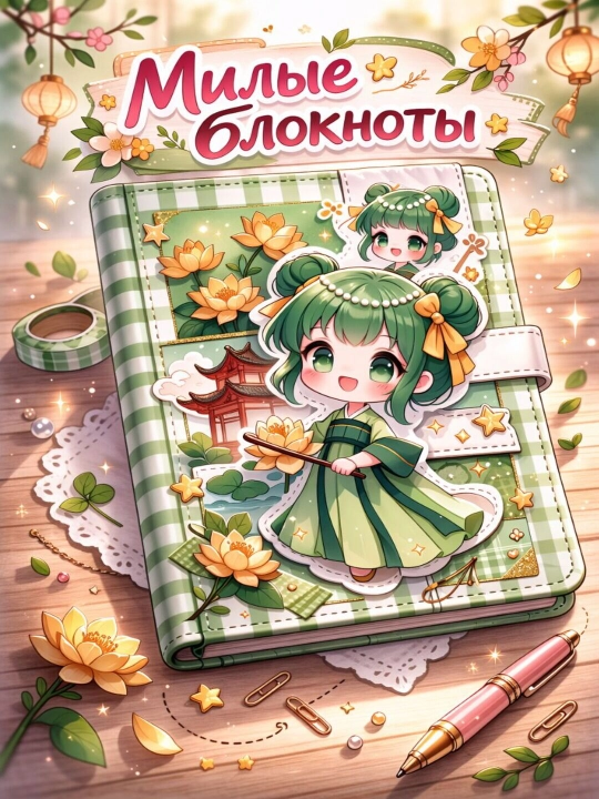 Yoqimli anime qizli bloknot  Magnitli va xatcho‘plari bor kawai kundalik - 