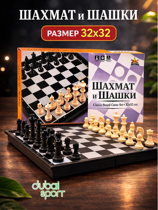 Магнитный набор шахмат и шашек, 2-в-1, разных размеров