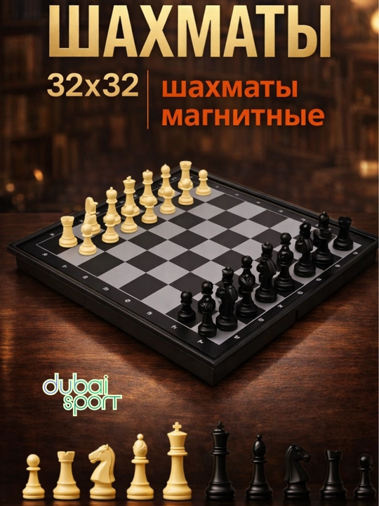 Магнитный набор шахмат и шашек, 2-в-1, разных размеров - 