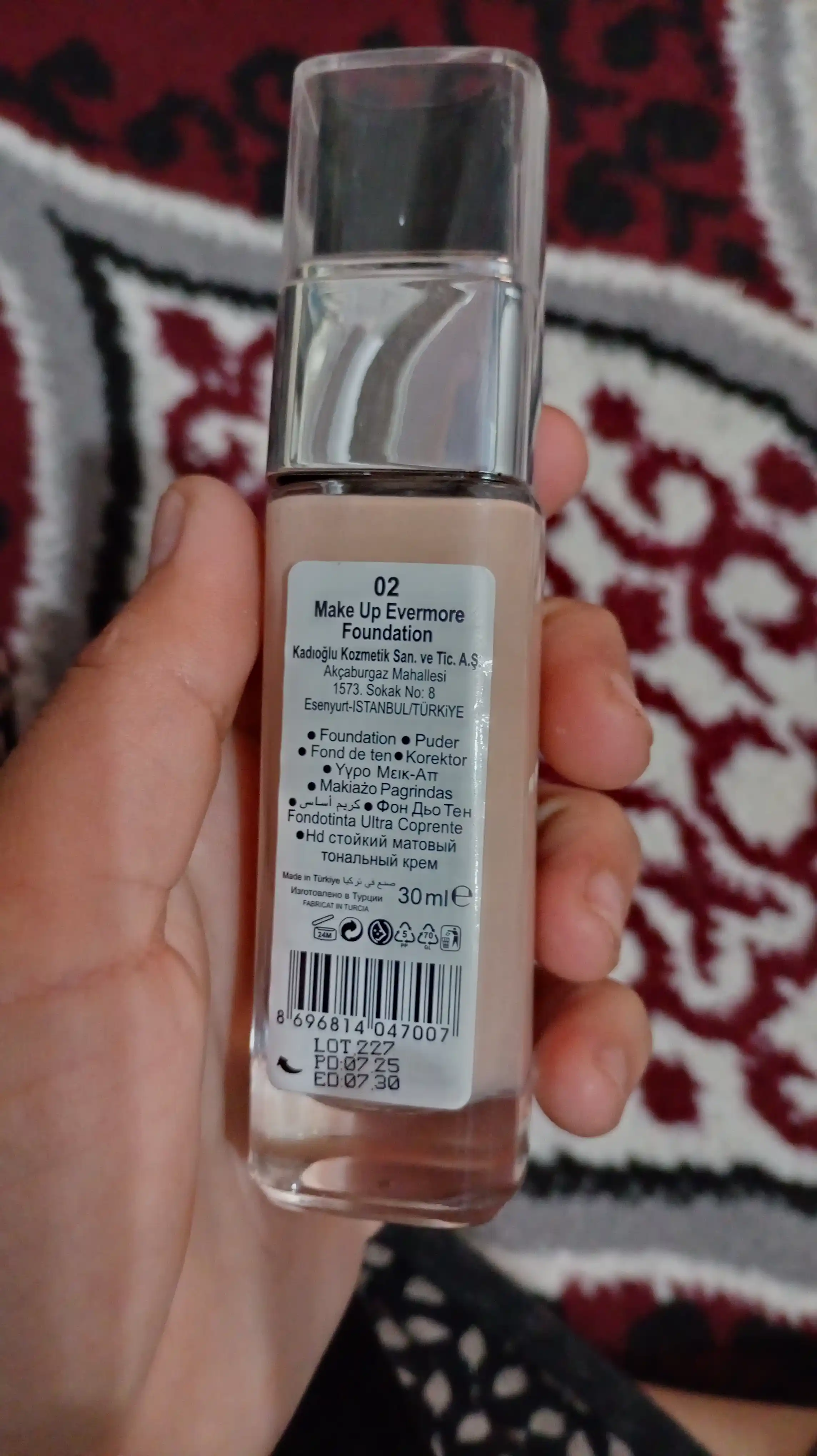 Ayollar uchun Gabrini matlovchi tonal kremi, HD Matte Make up Evermore foundation, 30 ml
