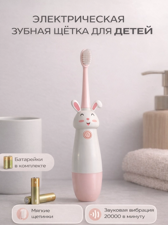 Зубная щетка электрическая для детей, мягкие щетинки, вибрация 20000 - 