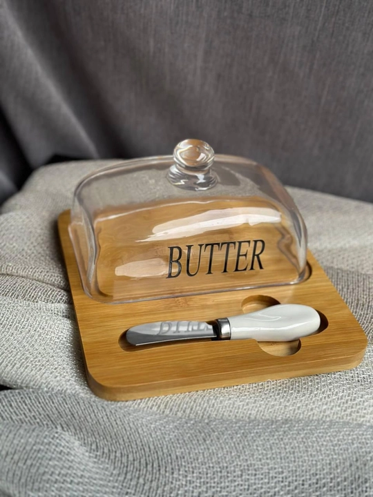 Bambuk taglik va pichoqli Butter dish - 