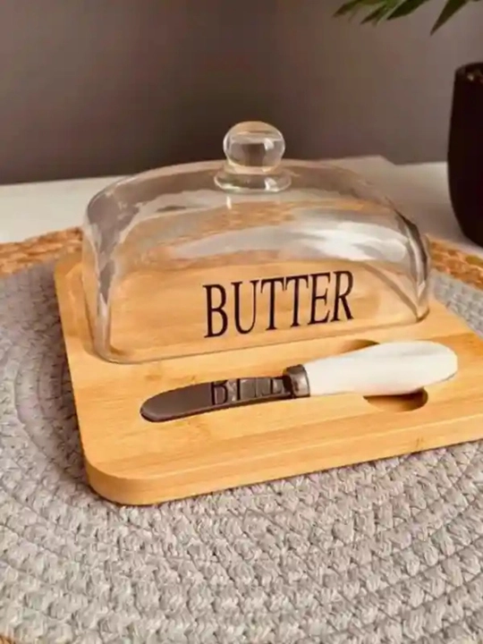 Bambuk taglik va pichoqli Butter dish - 