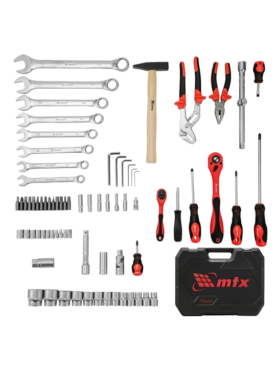 Набор инструментов MTX, 1/2", 1/4", CrV, кейс, 76 деталей, 135289