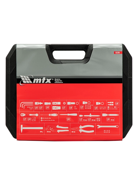 Набор инструментов MTX, 1/2", 1/4", CrV, кейс, 76 деталей, 135289