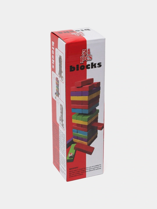 JENGA Yog'och balans minora o‘yini, 54 blokli stol o‘yini