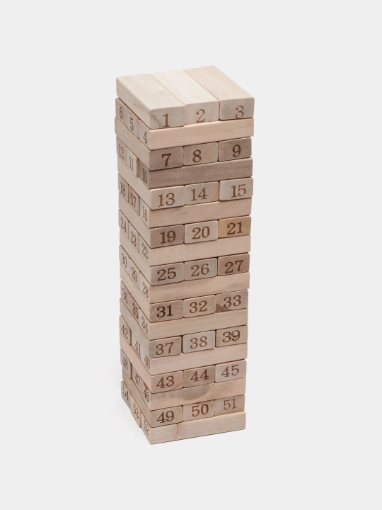 JENGA Yog'och balans minora o‘yini, 54 blokli stol o‘yini