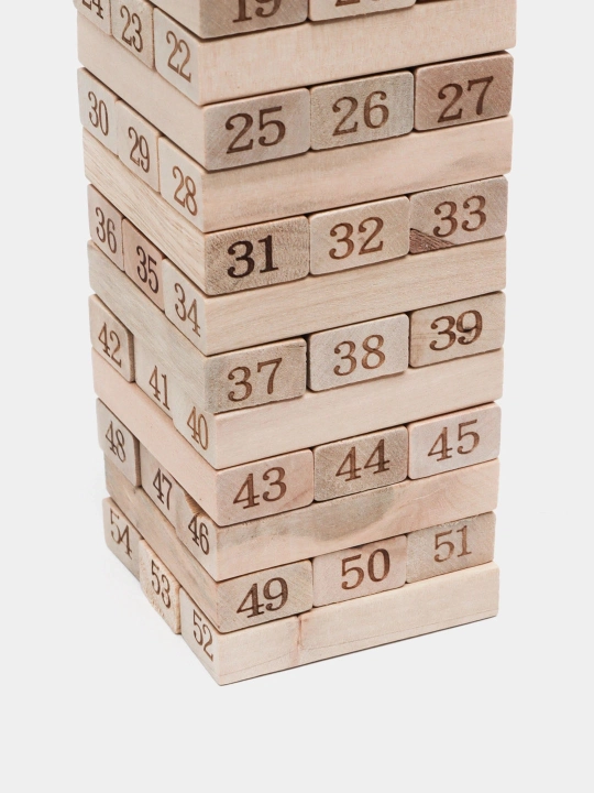 JENGA Yog'och balans minora o‘yini, 54 blokli stol o‘yini