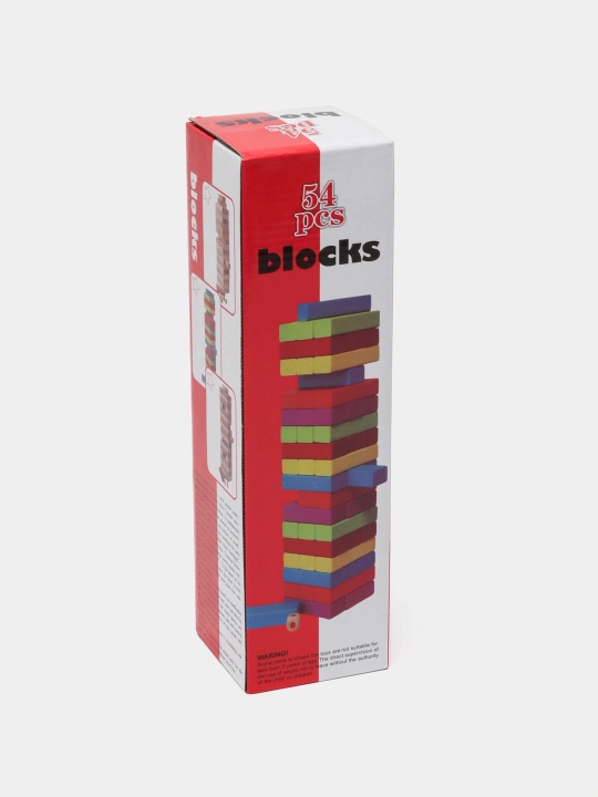 JENGA Yog'och balans minora o‘yini, 54 blokli stol o‘yini